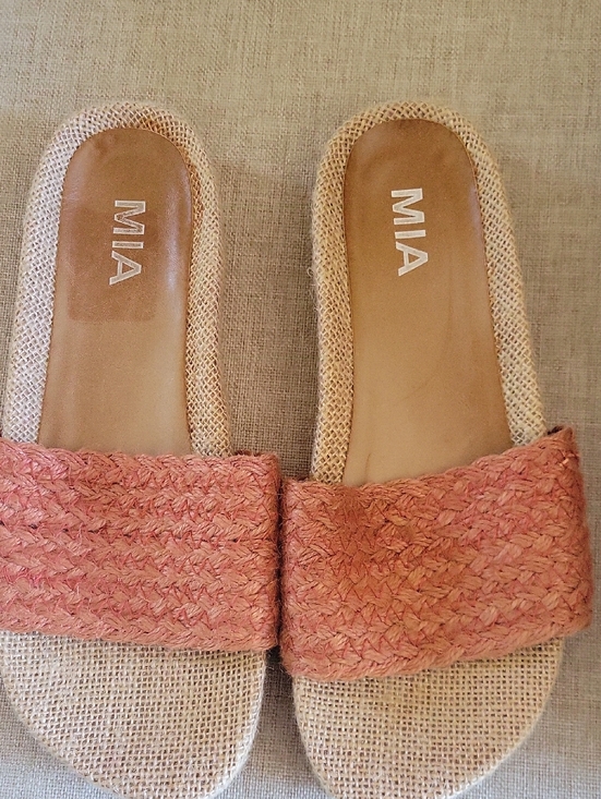 MIA Shoes - MIA Sz 8 Brick Braided Slide Sandals with Neutral Footbed